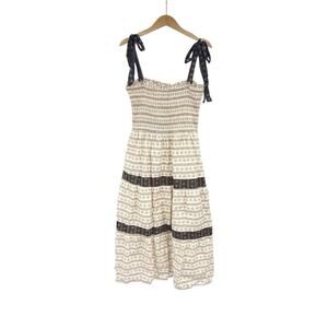 Neuflora Summer In France Midi Dress Tie Strap Floral Smocked Womens Large